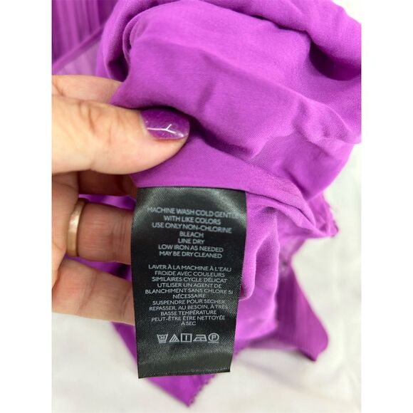 Anthropologie Women's Purple V-Neck Mini Dress Size 14 Short Sleeve - Picture 7 of 9